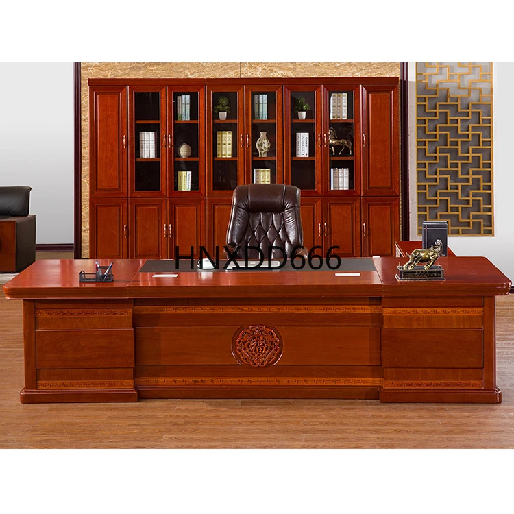 

Chinese style office furniture fashion boss desk luxury taipan table with removable side cabinet Manager's desk