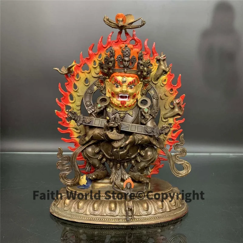 Rare GOOD Nepal Tibet Temple brass Mahakala Big black King Kong Buddha statue Buddhist hall Worship protection 25cm