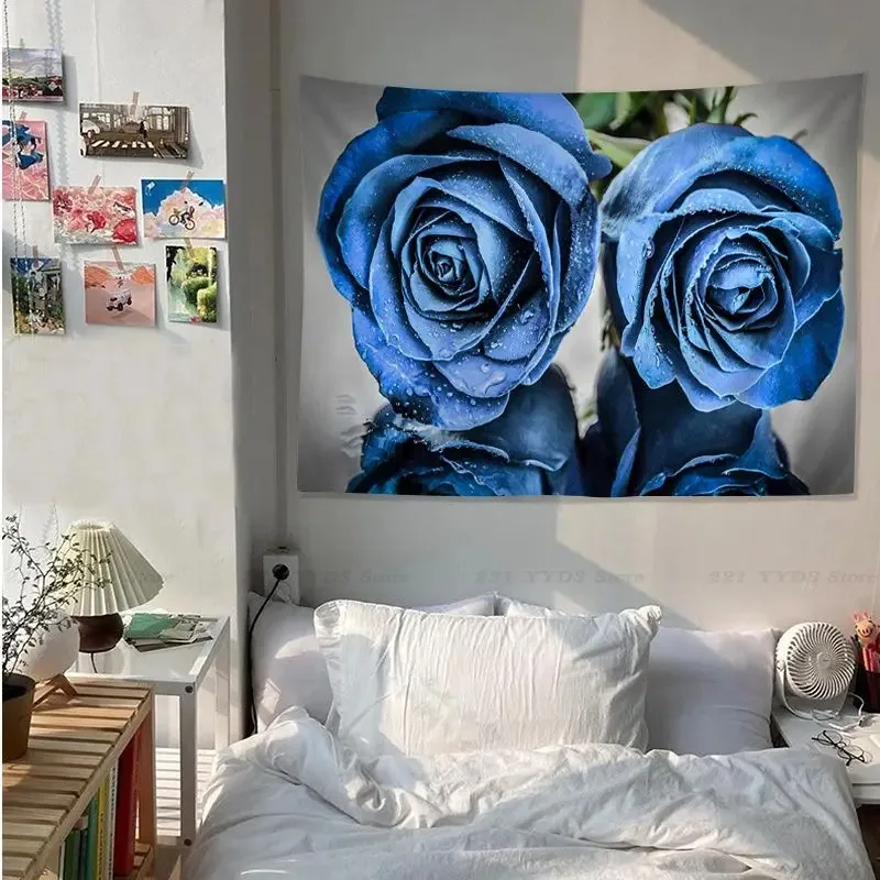 Office Living Room Tapestry Blue Enchantress Rose Hanging Cloth Home Wall Decoration Tapestry