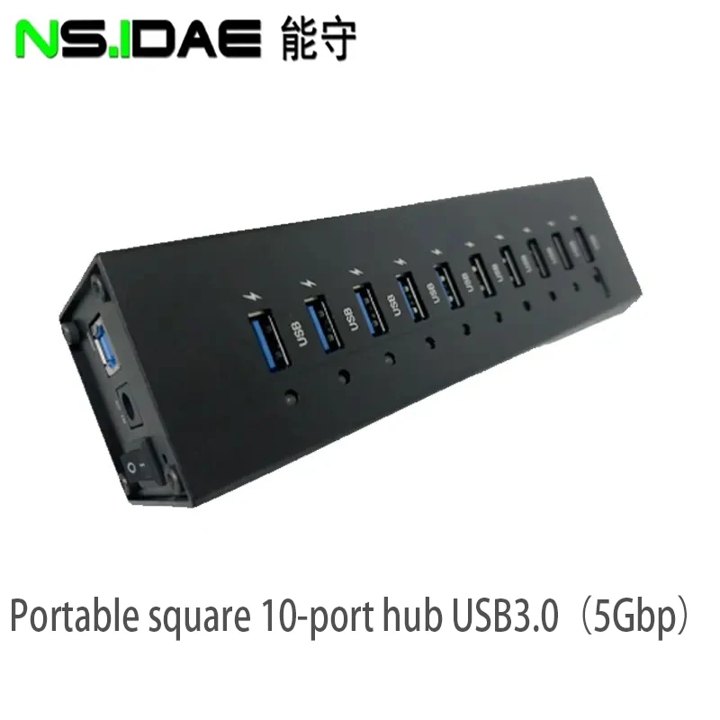 

Прямоугольная умная маленькая портативная 10-портовая фотография USB 3,0 5Gbp Высокоскоростная передача данных штепсельная вилка EU UK US AU
