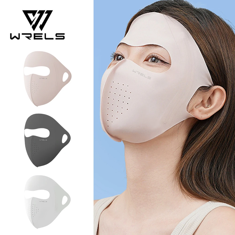 WRELS Anti-UV-Sonnenschutz, verstellbare, atmungsaktive Vollgesichtsmaske für Outdoor-Sportaktivitäten, Damen, Reiten, Eisseide, Sonnenschutzmaske