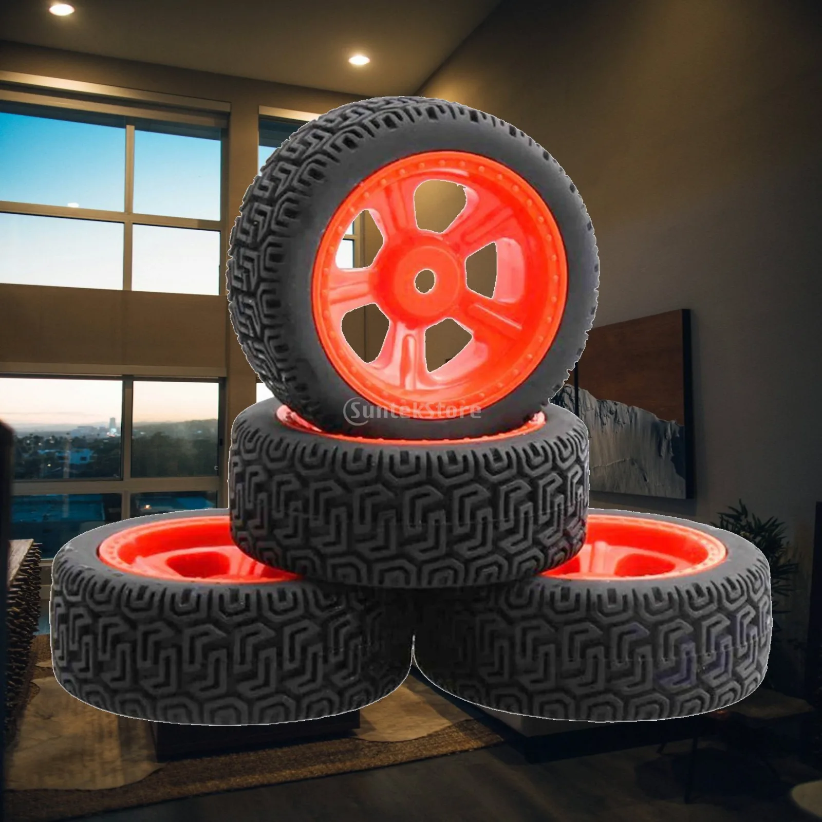 

4x Rubber RC Wheels Tires Spare for Wltoys 144001 HSP 124018 DIY Accessories