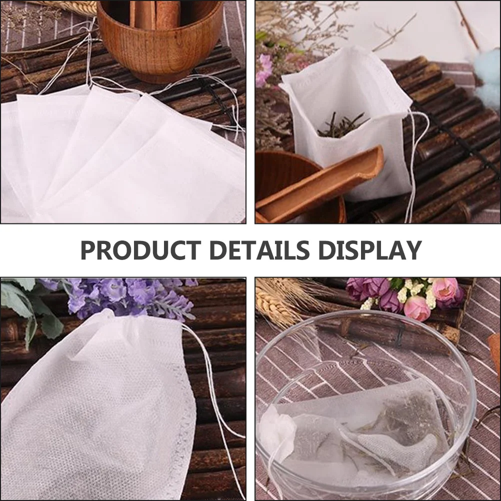 

100Pcs Disposable Tea Filter Bags Drawstring Fruit Flower Herb Spice Coffee Filter Pouch Remove for Loose Leaf