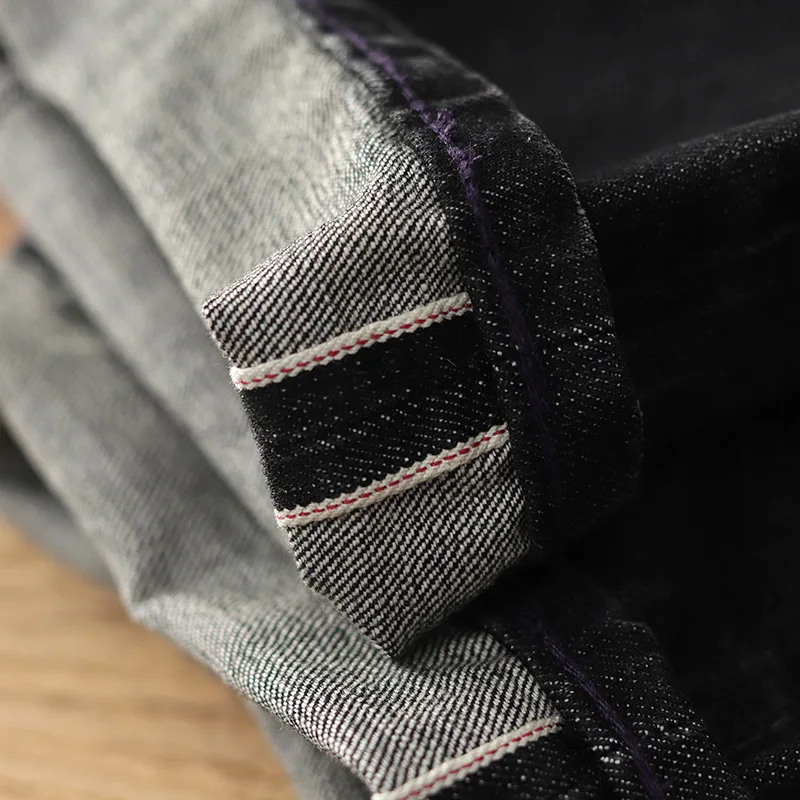 赤耳ジーンズメンズヘビーストレートルーズブラックウォッシュ肥厚アメリカンレトロカジュアルパンツ春と秋の新モデル