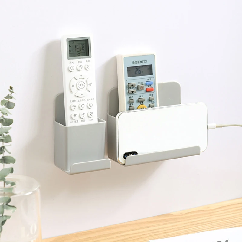 2 In 1 Wall Mounted Cell Phone Charging Remote Control Organizer Wall Clutter Organizer Storage Box Room Organizer