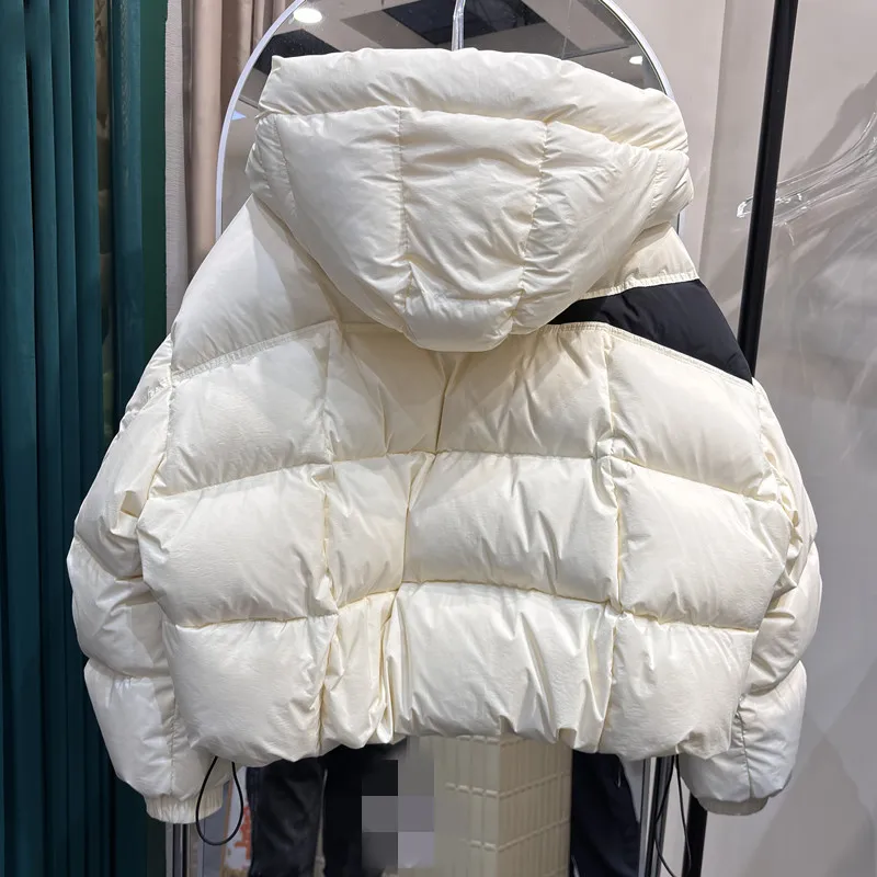 جيب كبير الصلبة مقنعين مبطن الشتاء سترة النساء 90 الأبيض بطة أسفل باركر أبلى معطف الإناث فضفاضة الدافئة قصيرة أسفل سترة