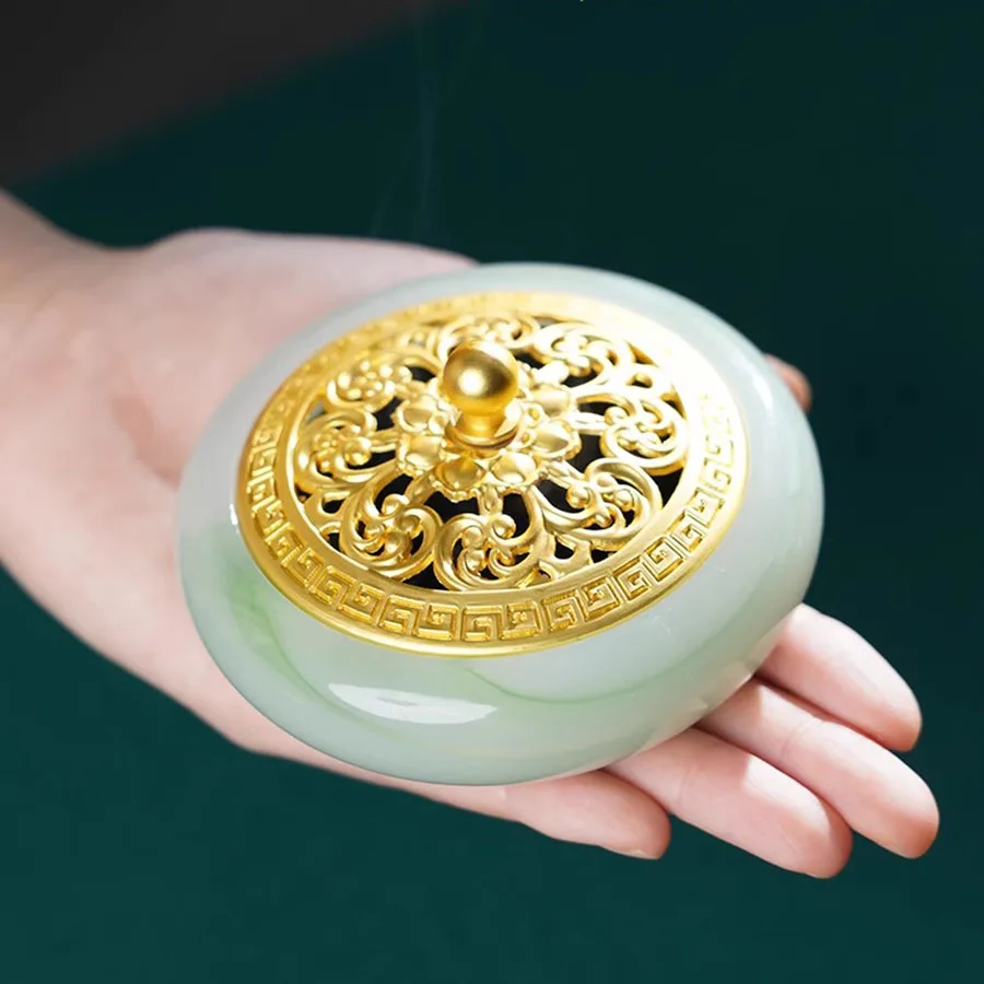 Modern Incense Burner Ornament Decoration Jade Oriental Incense Burner Porcelain Chinese Traditional Portable Incenso Home Decor