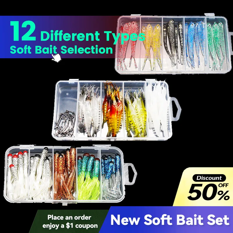 

Bazooka Fishing Soft Lure Worm With Box Silicone Bait Swimbait Streamer Sea Fishing Spoon Lure Wobbler Set Easy Shiner Bass Pike