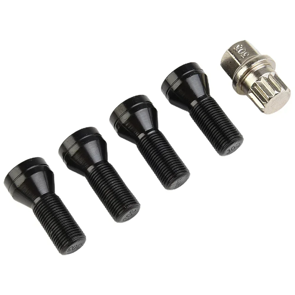 

4pcs M14*1.25/M12*1.5 Black Alloy Car Wheel Locking Bolts Lug Nuts Anti-theft+key Stainless Steel For BMW I3 R50 36136776076