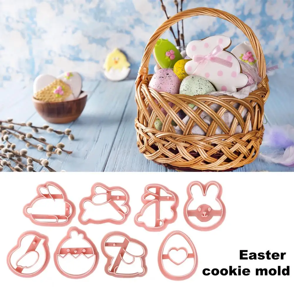 Cute Shape Cookie Molds Easter Cookie Cutters Set 8 Pcs Cartoon Bunny Egg Shape Baking Molds for Candy Fondant Chocolate Food