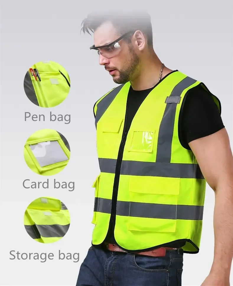 High Visibility Reflective Vest Working Clothes Motorcycle Cycling Sports Outdoor Reflective Safety Clothing Reflective Jacket