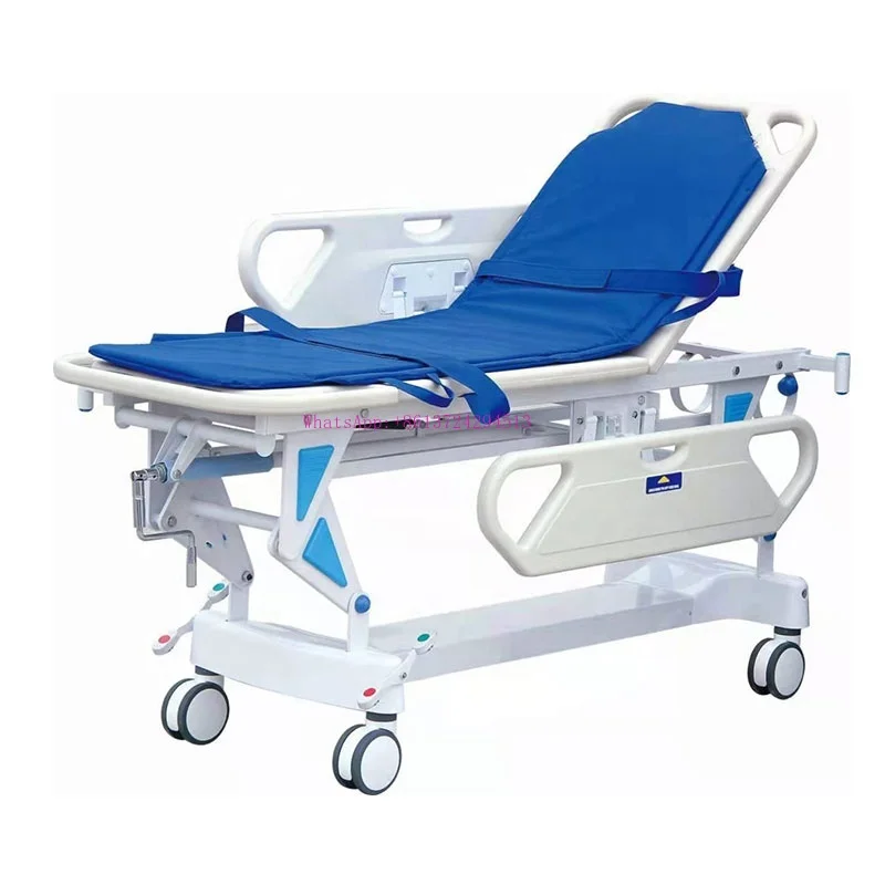 

Hospital patients Operation height adjustable transfer bed emergency stretcher cart ABS rescue car