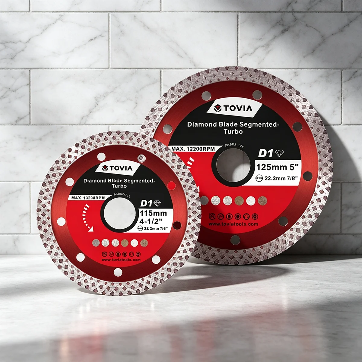 TOVIA 115mm/125mm 22.2mm Diamond Blade Segmented‑Turbo Cutting Blade for Angle Grinder Cutting Disc Granite Marble Dry Cutting