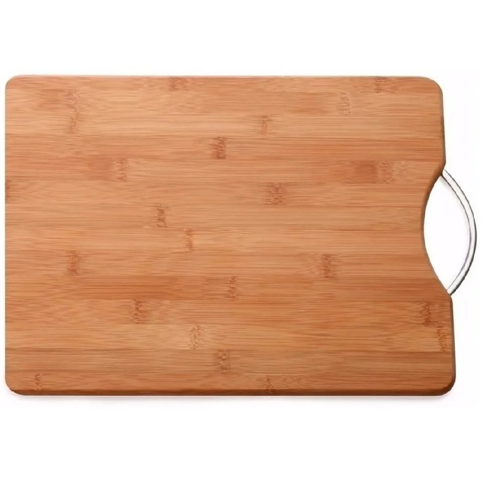 2 Bamboo Cutting Boards With Handle 34x24cm for Barbecue