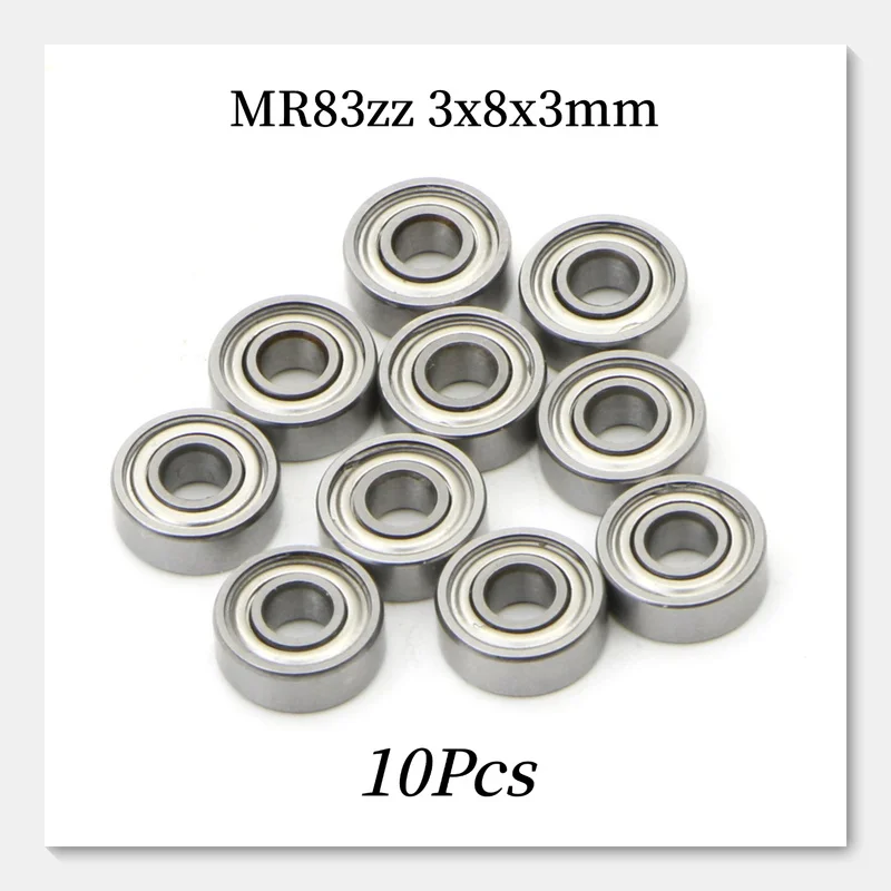 10Pcs MR83ZZ Mini Thin Wall Deep Groove Ball Bearings 3×8×3mm Double ZZ Metal Shield Bearing Steel Tiny Bearings