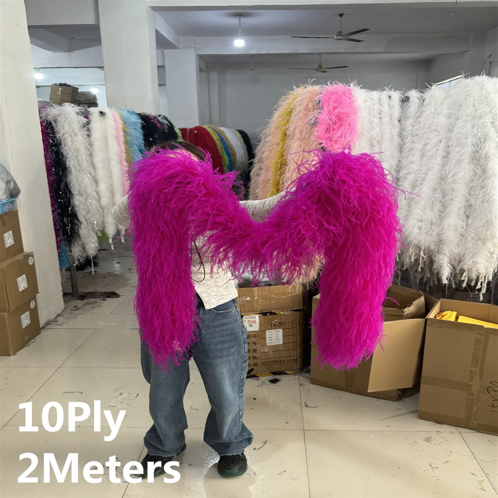 

Multicolor Ostrich Feathers Boa Scarf 2 4 6 8 10Ply Natural Ostrich Plumas boa Decoration Shawl for Carnival Stage Dress Sewing