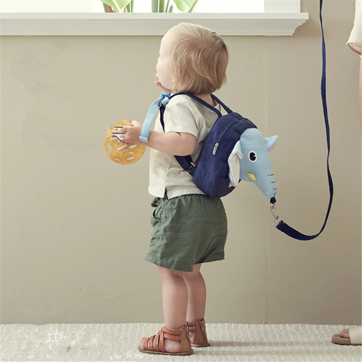 Cartoon anti walking lost shoulder backpack baby girls boys Elephant small bags with traction rope anti lost toddler schoolbag