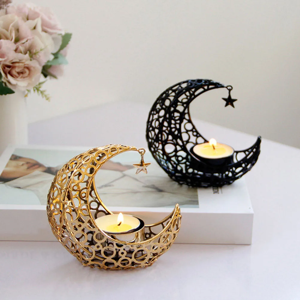 

Metal Moon Holder Hollow Design Elegant Decor Home Restaurant Bar Space-Saving Premium Long-Lasting Warm Romantic