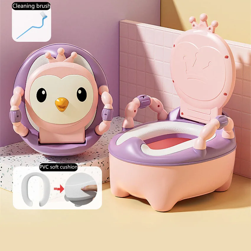 Potty plástico para crianças, pote bonito para o bebê, almofada macia, assento de vaso sanitário para meninos e meninas infantis, assento de instrutor infantil, WC 1 a 7 anos