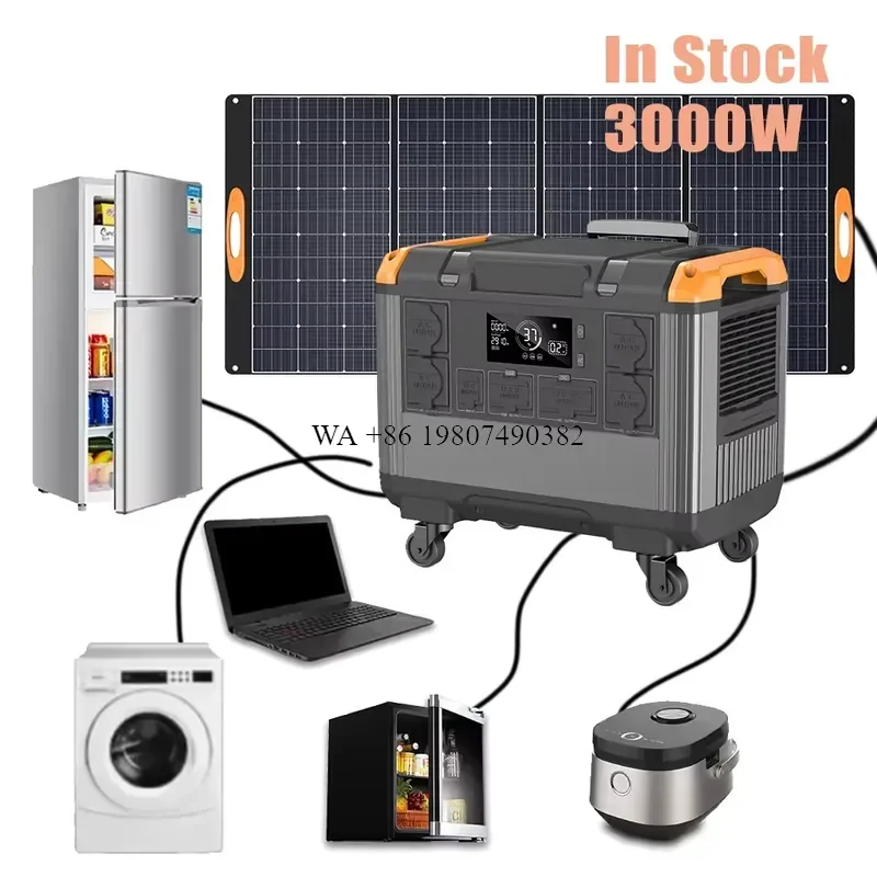 wmwmnu High Capacity Portable Power Station 1000-5000W LiFePO4 Battery Solar Generator with Flashlight MPPT for EV Charging