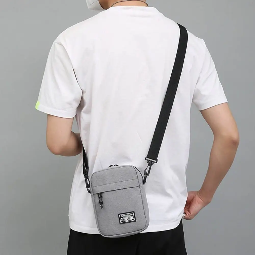 Solid Color Men's Crossbody Bag Large Capacity Small Bag Business Shoulder Bag Multi-pockets Multi-function Small Square Bag