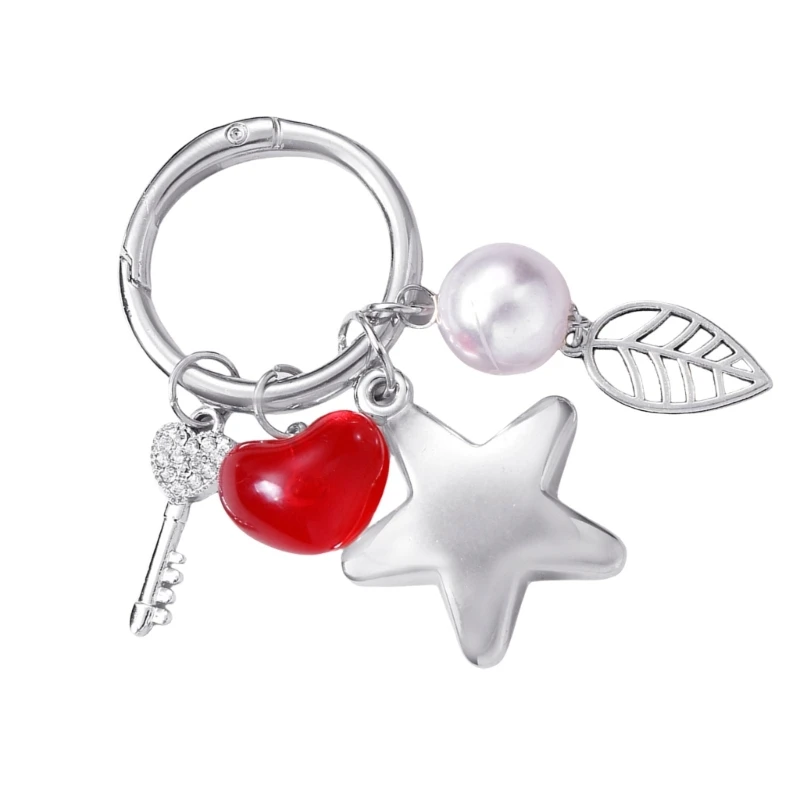 Unique Love Heart Star Pendant Keychain Charm for Women and Ladies Alloy Keychain Perfect for Gifting on Any Occasion