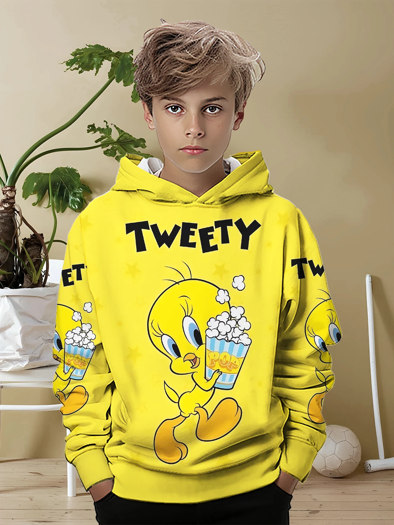 Anime Tweetys Bird 3D Print All Seasons Children Casual Sweatshirt Cool Pullover Tops Unisex Clothes Boy Girl Hoodies