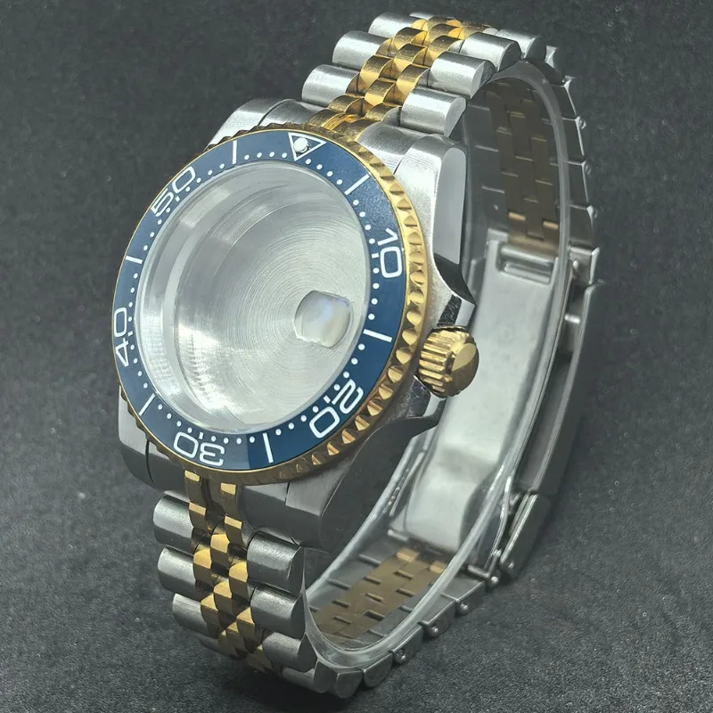 حافظة ميكانيكية من الفولاذ المقاوم للصدأ مقاس 40 مم مع خمسة خرز لحركة NH35 حافظة ذهبية ملحقات تعديل حلقة الحصين #3