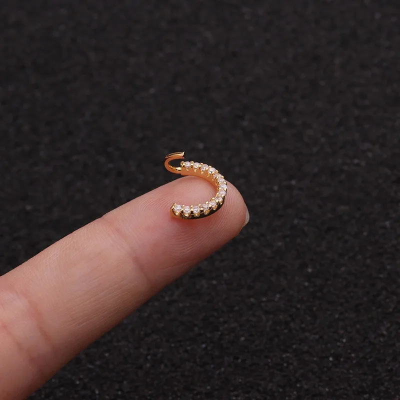 1PC 20G 0.8mm*6mm 8mm Vintage Ear Piercing Earring Zircon Nasal Septum Nostril Ring Cartilage Hoop Piercing Fashion Body Jewelry