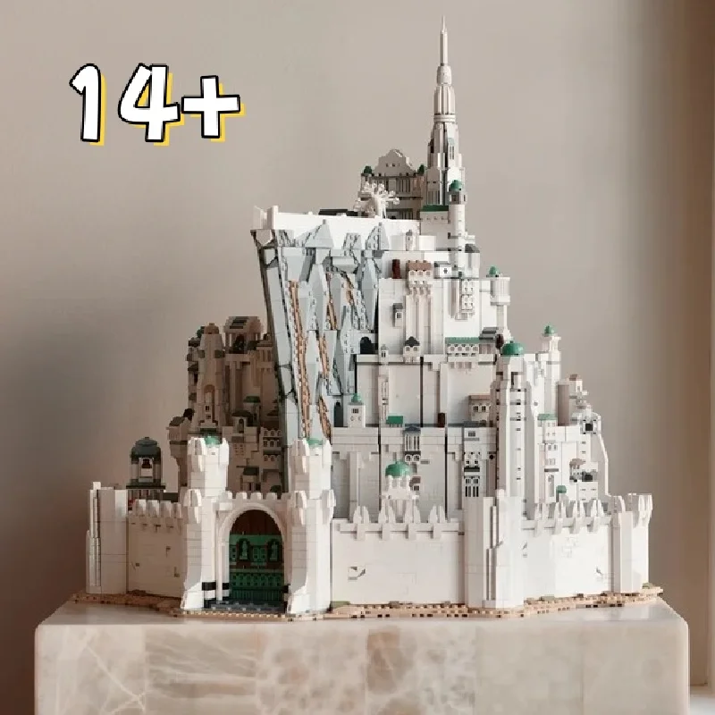 HOTTOYS Europejski Średniowieczny Fantasy Biały Zamek Minas Tirith Klocki Konstrukcyjne Architektura Zestaw Cegieł DIY Zabawka do Składania Prezent