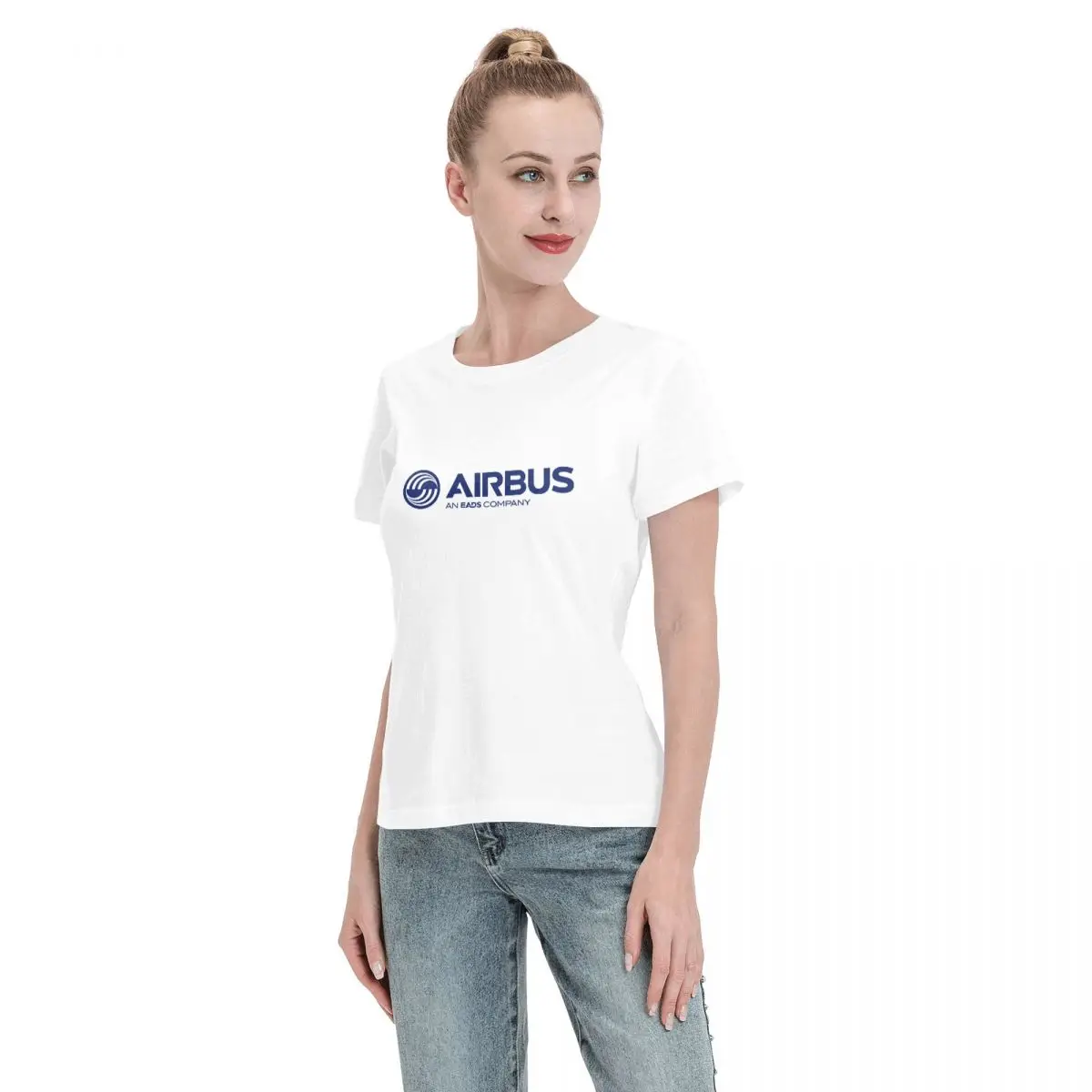 Camiseta de Airbus para mujer y niña, de manga corta Camisa de algodón con cuello redondo, An EADS Company