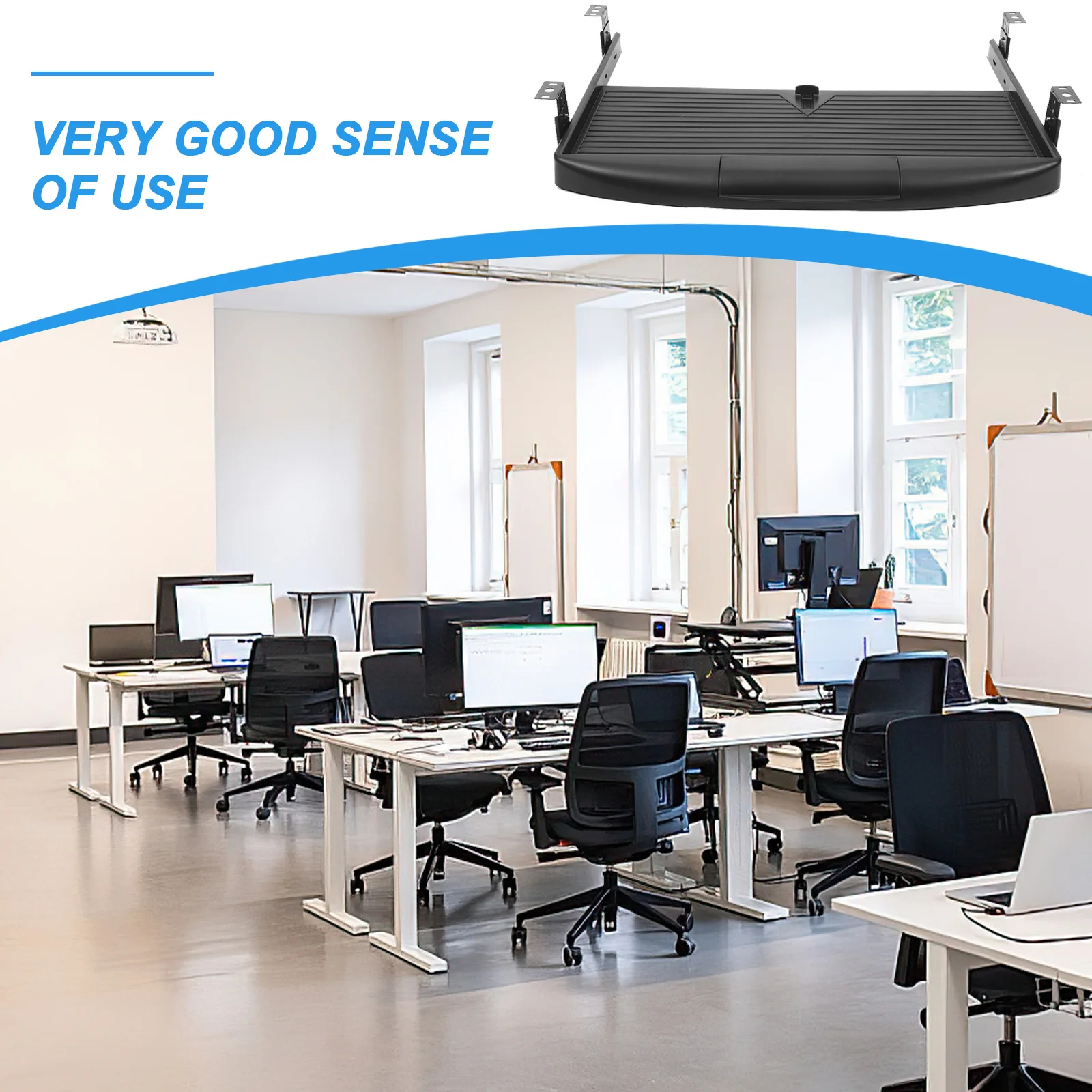 

Keyboard Tray Double-Layer Design Adjustable Height Silent Slide Rails Under Desk Storage Tray For Office Drawer Type