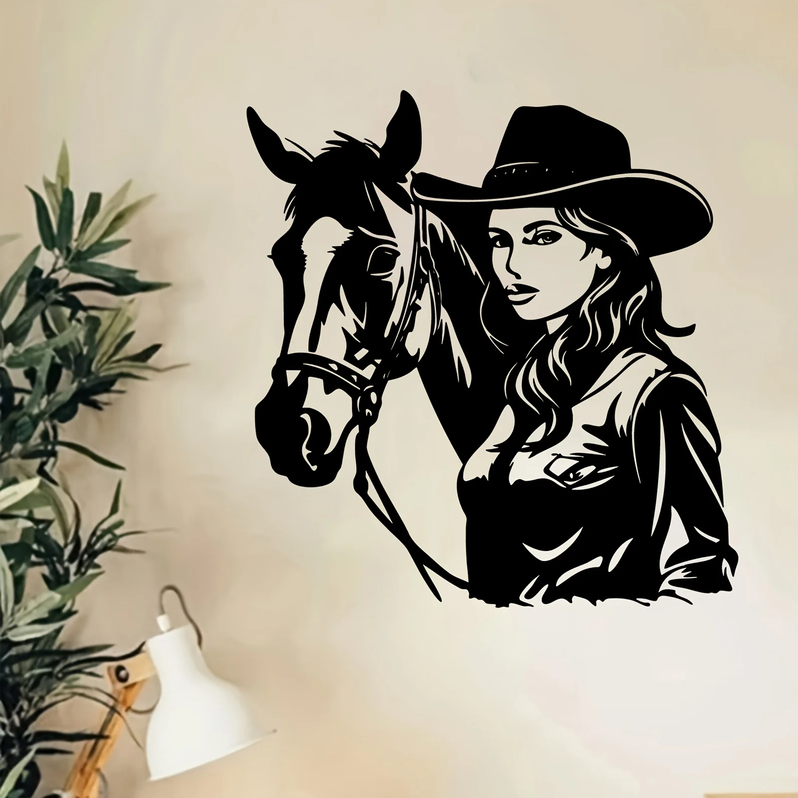 Cowgirl Horse Metal Wall Art, Western Ranch Iron Wall Decor