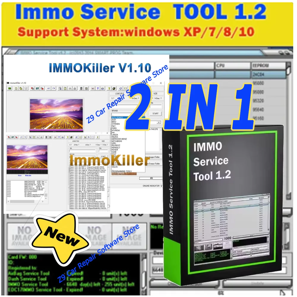 

2025 НОВАЯ распродажа ImmoKiller V1.10 Новое программное обеспечение IMMO Off v1.1 Программатор ECU IMMO SERVICE TOOL V1.2 Программное обеспечение Immo Off 2 в 1