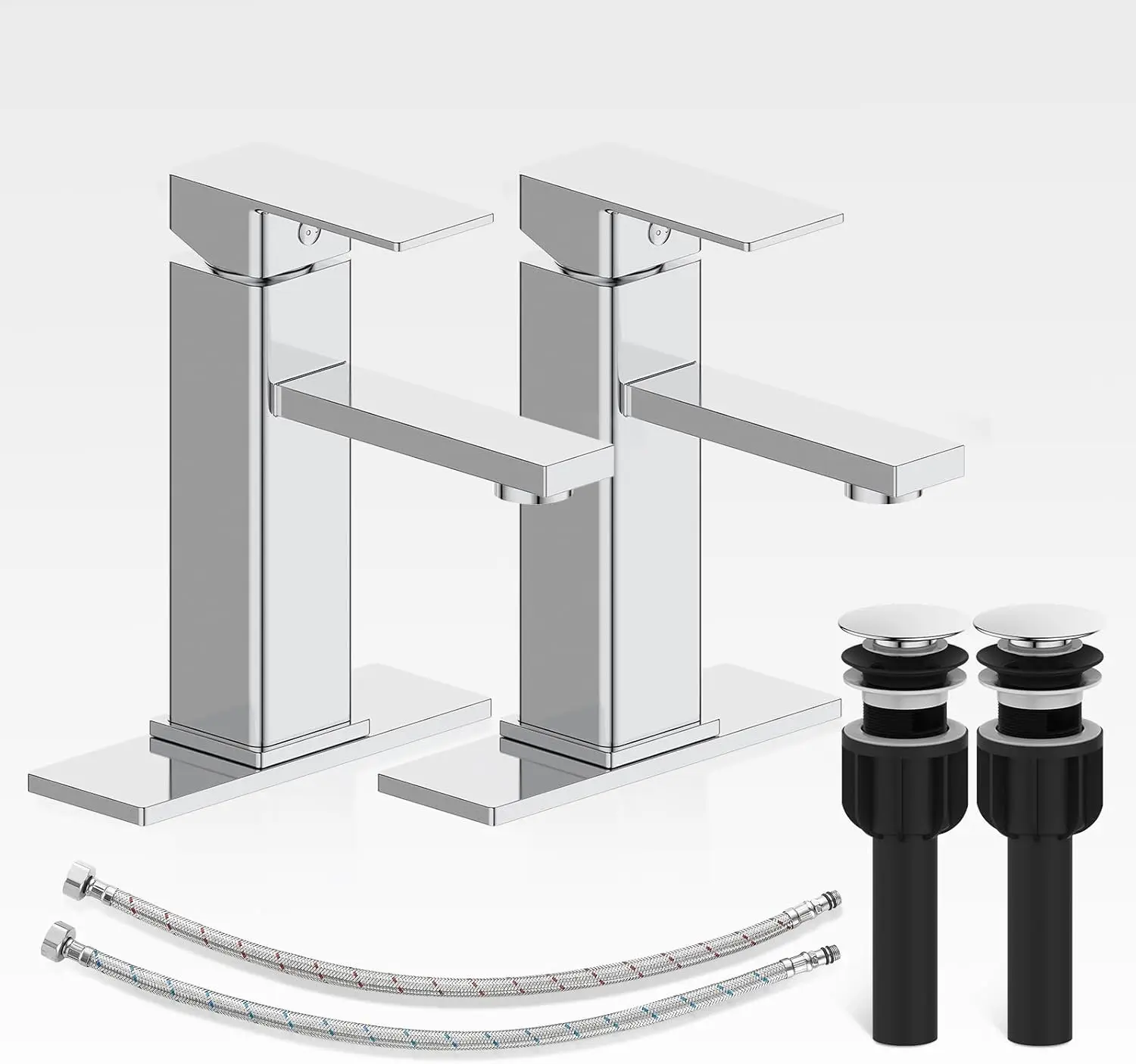 

Stainless Steel Bathroom Sink Faucet Set with Pop-up Drain, 3-Hole Single Handle for Vessel Sinks in Chrome Finish