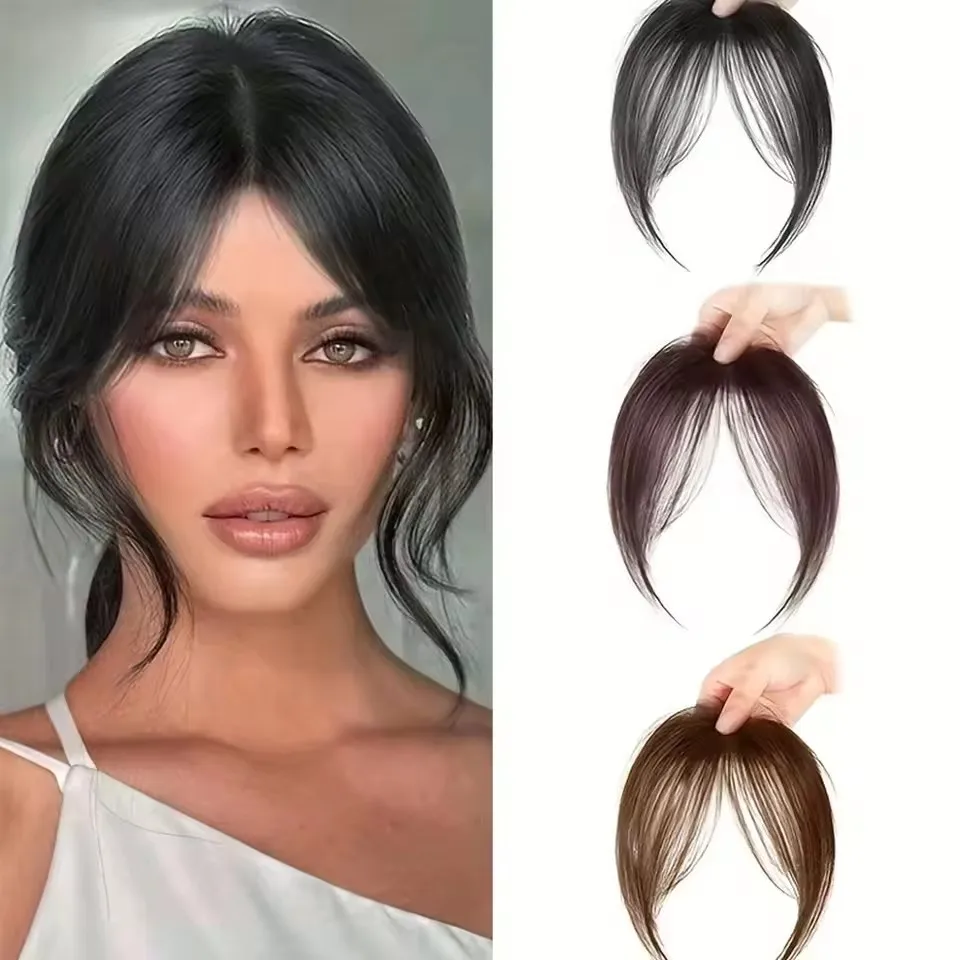 Wear Synthetic Straight Bangs Air Bangs Hair Extension Natural Hair Bangs For Women False Bang Black Daily Brown Woman Daily