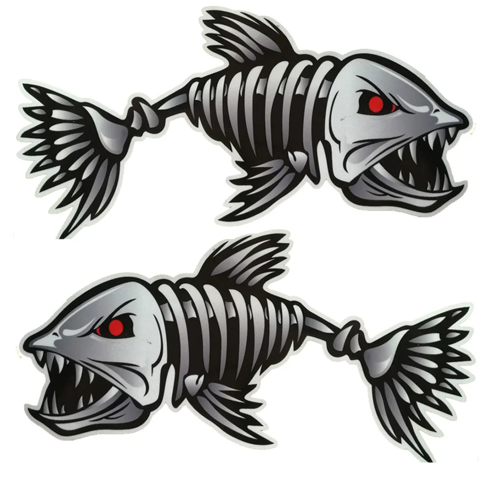 Automotive supplies horrible fish skeleton kayak stickers, canoes, boats, ocean boats, cars and trucks waterproof