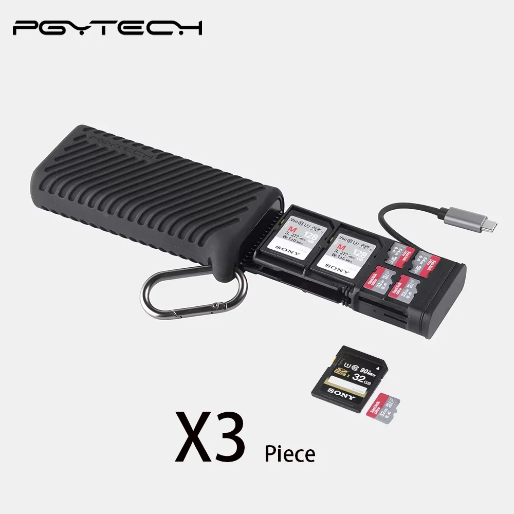 PGYTECH CreateMate High-Speed Geheugenkaartlezer USB 3.1 Type-C Adapter SD/TF Dual-Slot Data Transfer Geheugenkaartlezer Tool