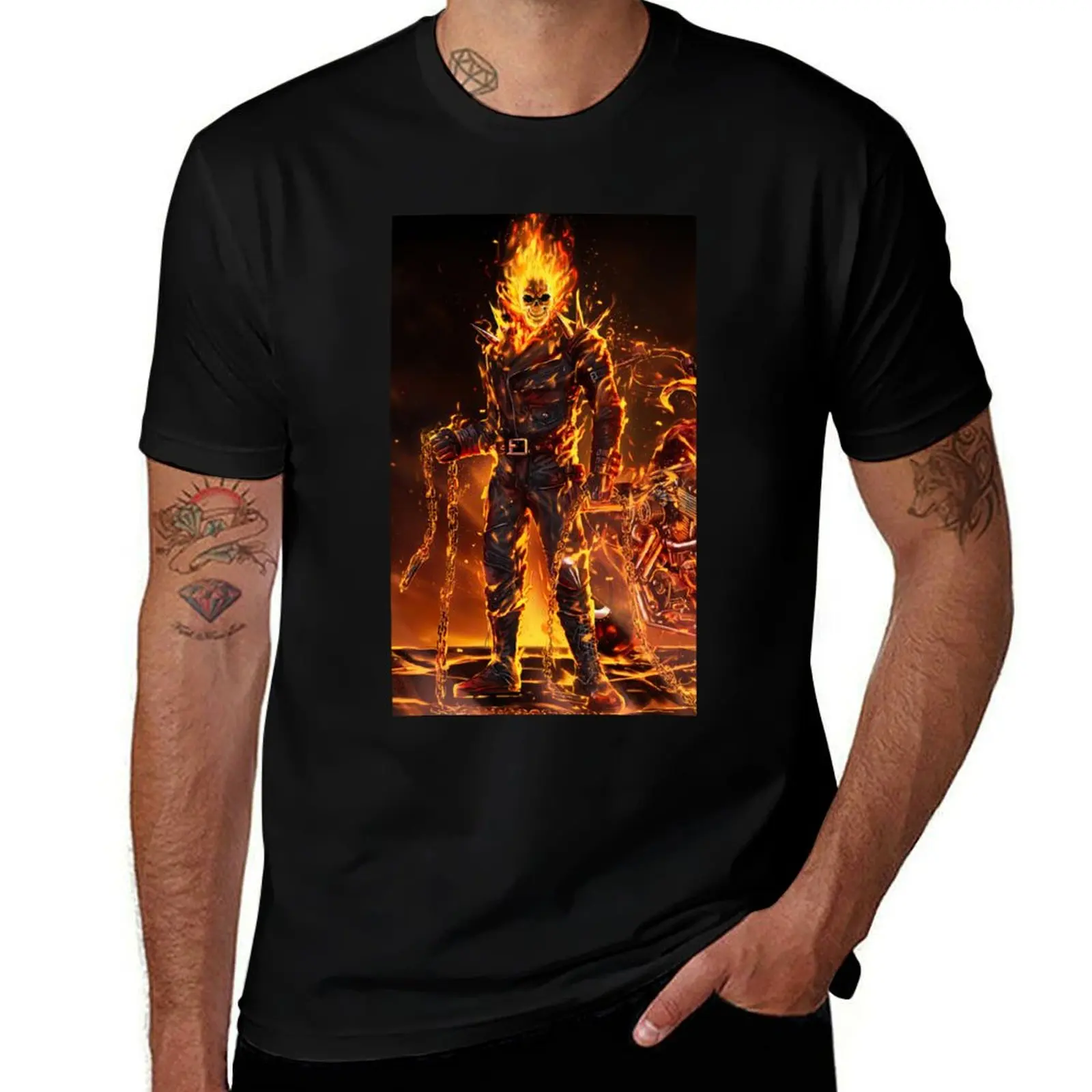 

t for Fire The Rider Designs t Beautiful T-Shirt Ghost Hot shirts t man shirts Man T-Shirt summer soft designer cotton shirt man