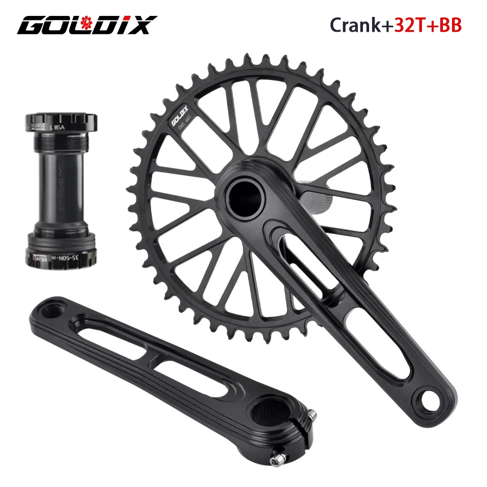 GOLDIX Ultraleichte Rennrad-Kurbelgarnitur, CNC-Kurbel, 165/170/175 mm, 50–34 Zähne, 52–36 Zähne, 53–39 Zähne, ohne Logo, für 3 Bolzen direkt