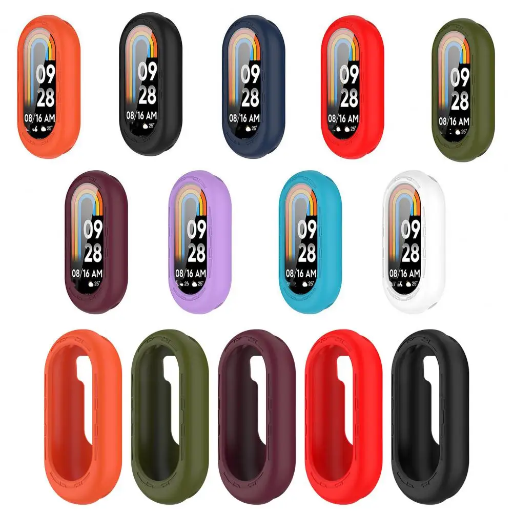 غطاء واقي ملون من السيليكون لساعة Mi Band 8 ، قشرة مضادة للخدش مع فتحات دقيقة ، علبة سوار معصم ، حماية مناسبة ، سهلة