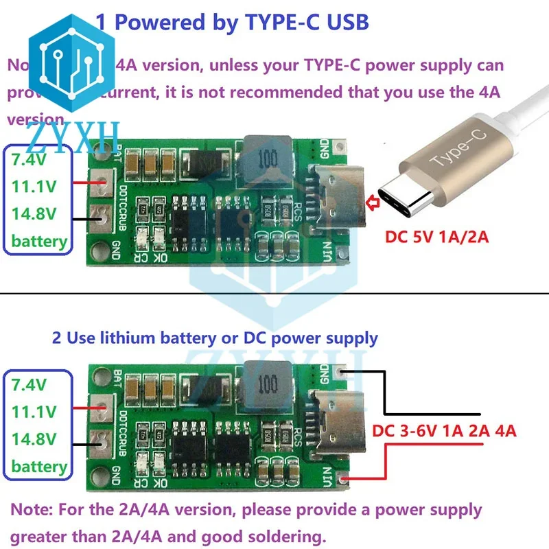 Multi-Cell 2S 3S 4S Type-C To 8.4V 12.6V 16.8V Step-Up Boost LiPo Polymer Li-Ion Charger 7.4V 11.1V 14.8V 18650 Lithium Battery