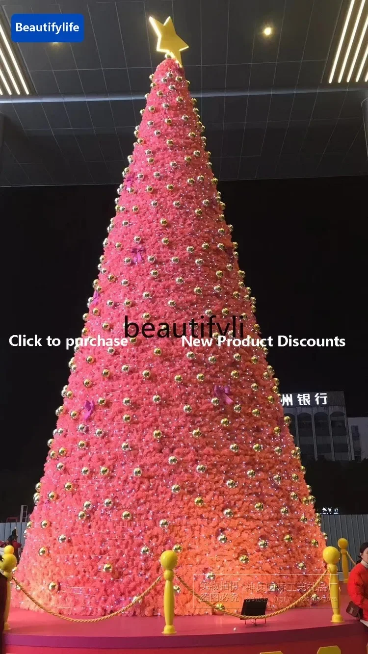 cqy Pink Christmas Tree Large 3/4/5/6/7/8/9/ 10m Outdoor Glowing Tree Colorful Tree
