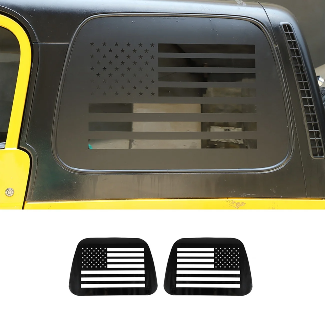 For Jeep Wrangler TJ 1997-2006 Car Rear Triple-Cornered Window Gl  Plate Decorative Panel Cover Trim Sticker