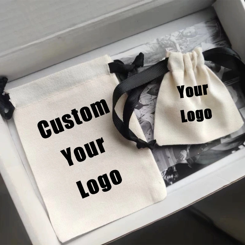 

10 Pcs/Lot Custom LOGO Linen Drawstring Bags for Christmas Party Wedding High Quality Custom Cotton Pouches Personalize Sacks