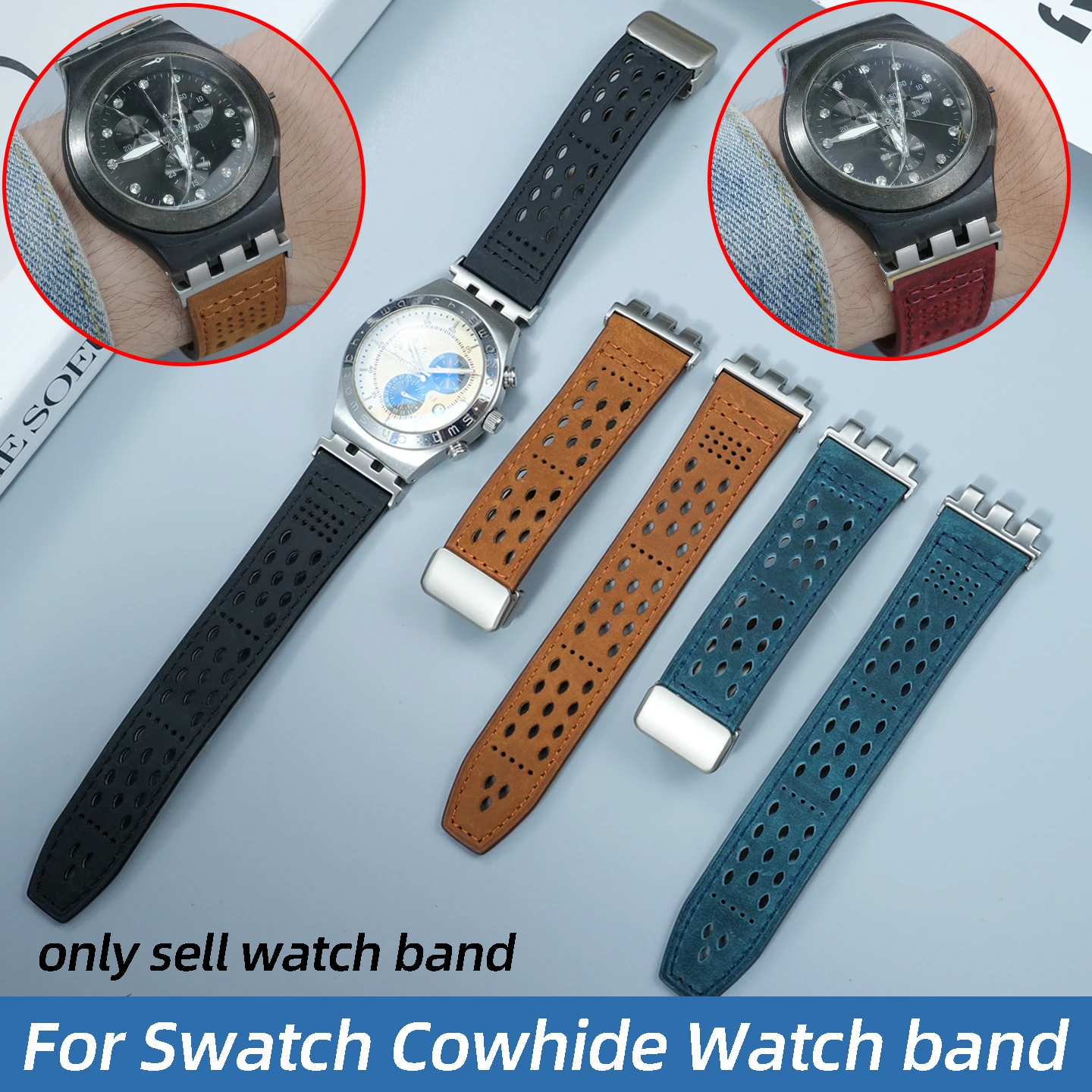 

Ремешок для часов из натуральной кожи 17 мм, 19 мм, 21 мм для Swatch YCS YAS YGS IRONY, ремешок для часов из телячьей кожи, дышащий мягкий браслет, ремень