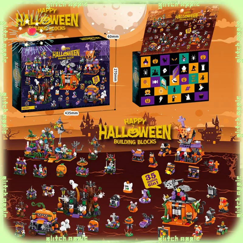 

Original Building blocks countdown mystery box Christmas Halloween series Santa Claus Lucky draw surprise gifts forchildren