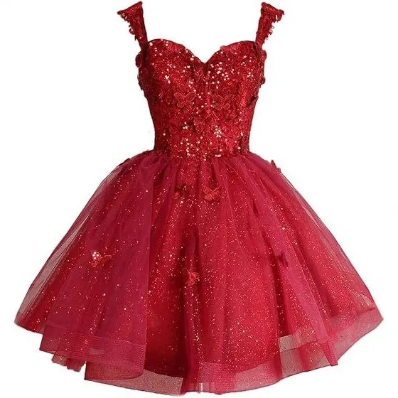 3d Butterfly Above Knee Mini Short Homecoming Dresses Sparkly Tulle Prom Dress Teens Off Shoulder Skirts For Quinceanera Party