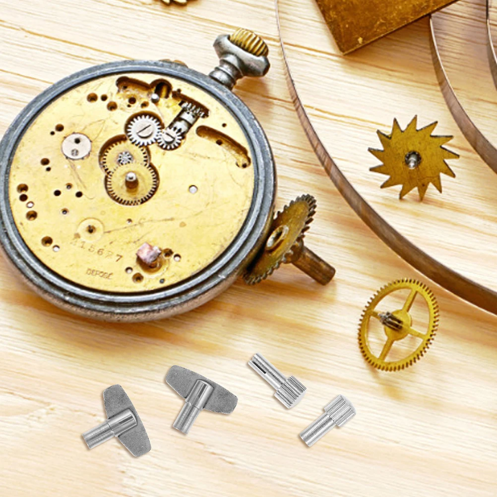 

4 Pcs Clock Winding Keys Metal Tools Repair Kits Stable Design Universal Wind Up Clock Key Replacements Mechanical Alarm