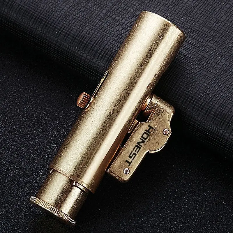 

new Retro creative press kowtow fuel lighter, mechanical creative grinding wheel lighter, cigarette accessories, men's gift